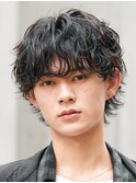 渋谷メンズパーマルーズパーマシャドウパーマッシュウルフゆるめ