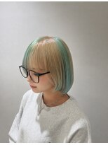 アッシュ 戸塚店(Ash)&nbsp;【戸塚】ハイトーンブロンド×ミントグリーンデザインボブ