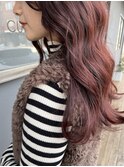 ニュアンスパーマ巻き×ワインレッド