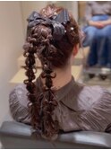 ポニーテール☆ツインぽこぽこ/結婚式お呼ばれヘアセット