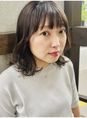 【MALUNA ヒマワリ】巻き髪風ミディアムパーマ×モカアッシュ