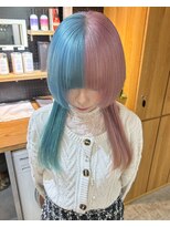 キラ 原宿(KILLA)&nbsp;ブリーチ/レイヤーカット/こなれミディ/韓国/ダブルカラー/前髪