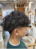 刈り上げマッシュ波打ちパーマ 波巻きツイスパmix