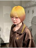イエロー ピンクルーツカラーグラデーションデザインボブ