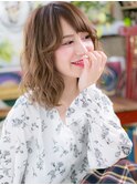 くせ毛風毛先パーマでふんわりフェミニンボブh3川口20代30代40代