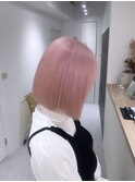 イメチェン/ホワイトブロンド/外ハネボブ/ワイドバング/渋谷