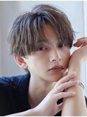 韓国マッシュフェザーパーマニュアンスパーマセンターパート黒髪