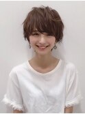 暗めカラーグランマッシュショートボブパーマ