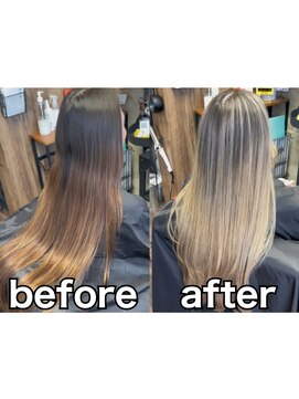 ラル(Lull) ロングバレイヤージュ/活性酸素除去/個室美容室/髪質改善/今泉