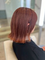 カミオ シオン(KAMIO CION) 【切りっぱなしボブ】艶ピンクブラウン×裾コーラルピンク