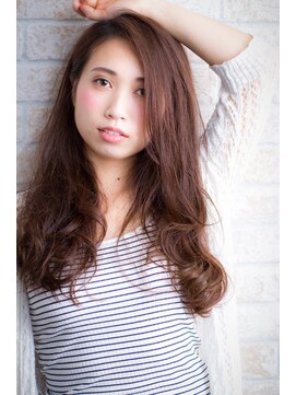 エルデ ナインズ ヘアー スタンド 川口店(elde 9's HAIR STAND) 43モーブカラー&セミウェットなワイドバングなくびれミディ 川口