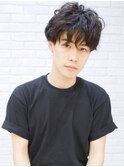 ツーブロックショート×黒髪パーマ