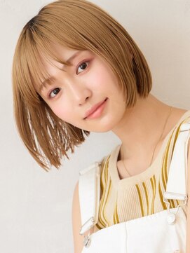 リトル 熊本(little) ミルクティーベージュ丸み前上がりミニボブ