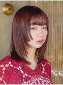 暖色カラー/レイヤーカット/小顔カット/顔まわりカット/姫カット