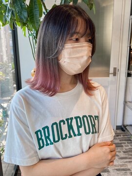 アンドファインヘアービューティー(AND FINE hair beauty) ピンク×グレーグラデーション