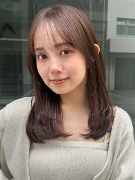 ノイカーム(noi Calm) 顔周りレイヤーカットグレージュカラーくびれボブベージュカラー