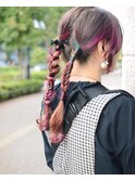 デザインカラーのツインテールヘアセット