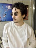 メンズパーマ　オールバック　外国人風