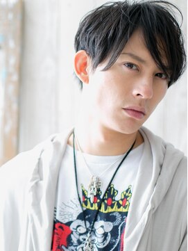 トニーアンドガイ メン 与野駅前店(TONI&GUY MEN) 斜めバング決まるブラックフェザーショートj与野