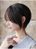 大人可愛い20代30代40代黒髪前下がりショートボブ丸みショート◎