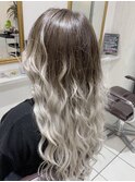 【Device】外国人風アッシュグレー+シールエクステ50枚