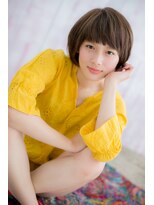ヘアアンドビューティー ミック(Hair & Beauty miq)&nbsp;オン眉ワイドバングｘくすみカラー小顔ボブショートc1