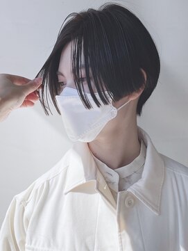 モリオフロムロンドン 原宿本店(morio from London) 【morio 原宿】大人黒髪ハンサムショート　耳かけ　前下がり