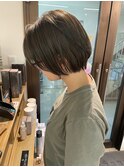 大人可愛い20代30代40代黒髪前下がりショートボブ丸みショート◎