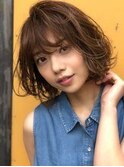 デザインカラー/シルキーベージュ/グレージュカラー/斜めバング