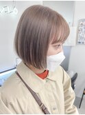ハイトーンボブダブルカラーミルクティーベージュピンクベージュ