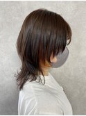 オレンジカラー×ウルフカット