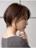 横浜西口大人ショートボブ前髪なしココアベージュ韓国30代40代