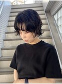 黒髪ウルフパーマ