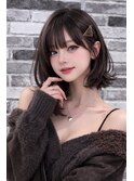 ダークブラウン×外ハネスタイル