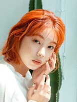 ハク アトリエ(HaKU atelier)&nbsp;veganブリーチオンテラコッタオレンジカラーフリンジウェーブ