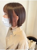 フェイスラインインナーピンク×ミニボブ