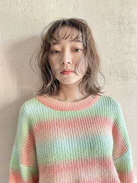 ルル 表参道(lulu.) 外ハネボブナチュラルウルフ薄めバング結べるボブ【Riku