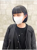 インナーカラー インナーネイビー ボブ 前髪