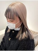 3334黒髪ブロンドバイカラーウザバングビビットカラー