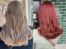 ブリーチカラーもケアカラー使用でダメージ大幅カット。上品な色もち続く。