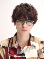 ネイビー(NAVY)&nbsp;メガネにも似合う無造作シャドウパーマ メンズマッシュ