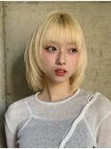 切りっぱなしボブ/レイヤー/くびれヘア/ミディアム/小顔