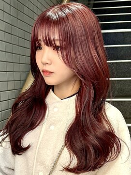 ワンズ リー 上大岡店(One's ly) ブリーチなしピンク_アンブレラくびれミディチェリーブラウン