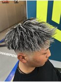 ホワイトメッシュ×ツイストパーマ