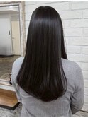 髪質改善 縮毛矯正 ロングストレート 黒髪 艶髪 透明感カラー