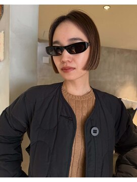 ハウ 心斎橋(how) 切りっぱなしボブブリーチなしアッシュカラーミニボブ20代30代