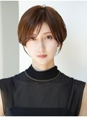 表参道白髪ぼかしマッシュショートヘアッシュベージュ40代50代