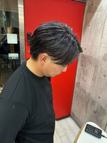 ヘアー ラボ エムツー(hair lab m2)&nbsp;メンズセンターパート×メッシュ×アッシュカラー