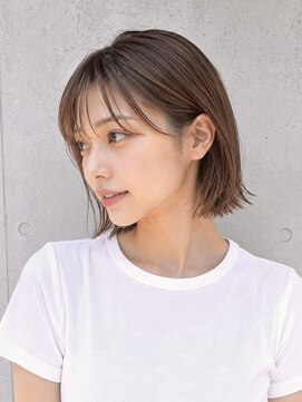 ノア 三宮店(NOA) 【NOA】韓国風シースルーバングストレートボブ透明感グレージュ