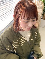 テトヘアー(teto hair) オレンジ ベージュ ロブ 切りっぱなし ブリーチ無し